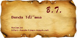 Benda Tímea névjegykártya